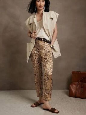 Banana Republic Allure 100% silk Python Print Utility Joggers size 0